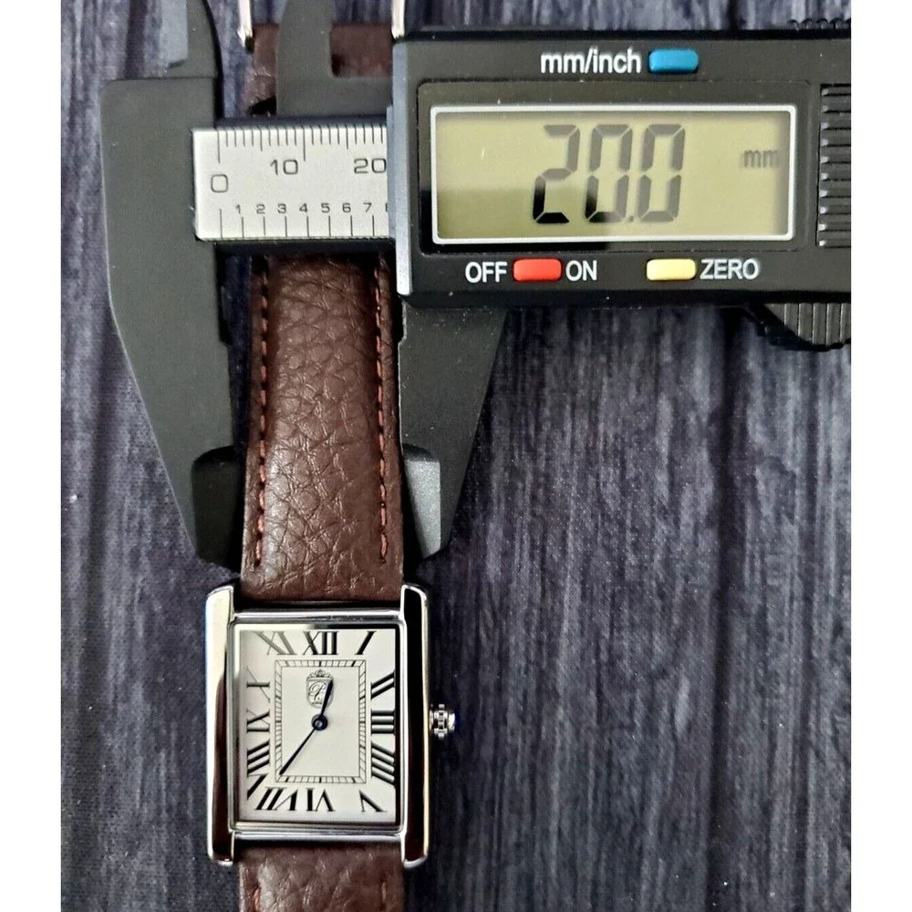 Pierre Lucerne 1888 Must Tank Style Swiss Inspired Classic Mens Watch Brown Band